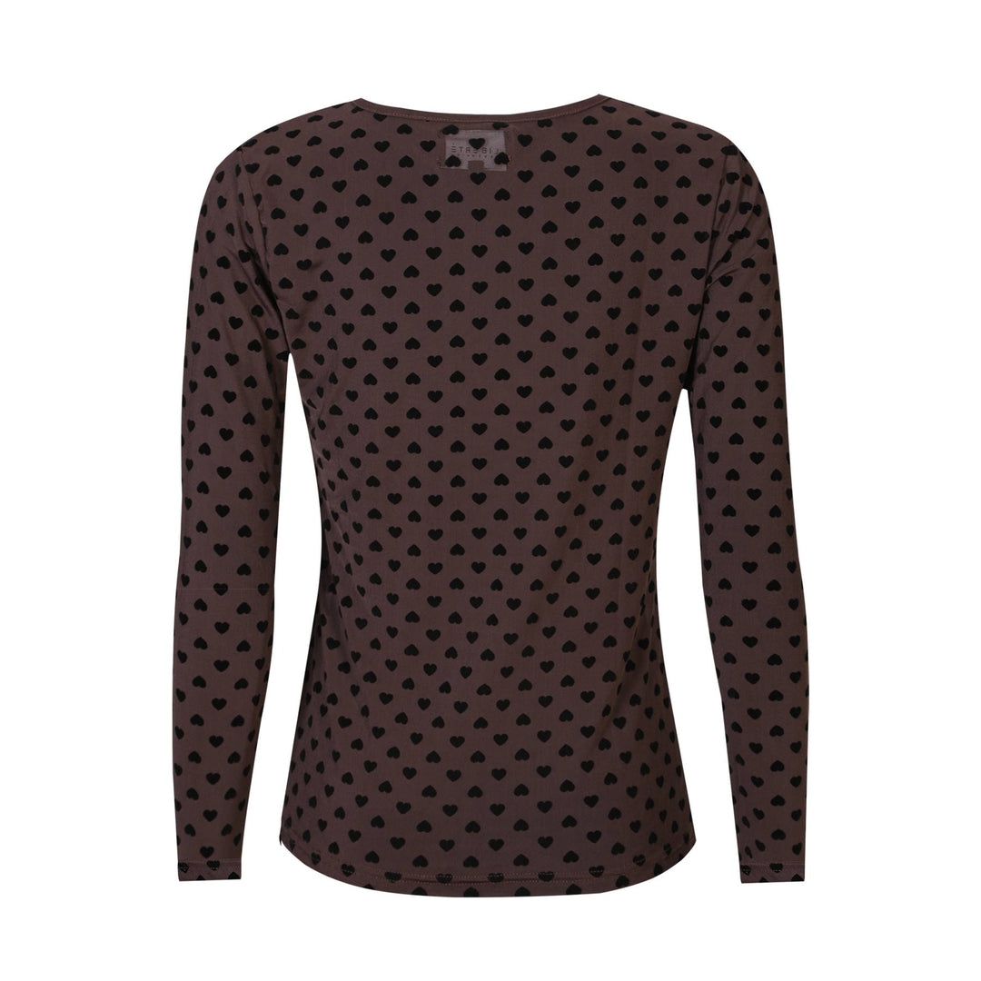 Liberte - Mesh Ls Tshirt, Flock 22081 - Dark Brown Heart