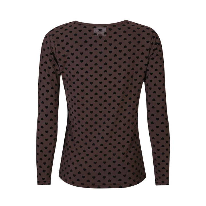 Liberte - Mesh Ls Tshirt, Flock 22081 - Dark Brown Heart