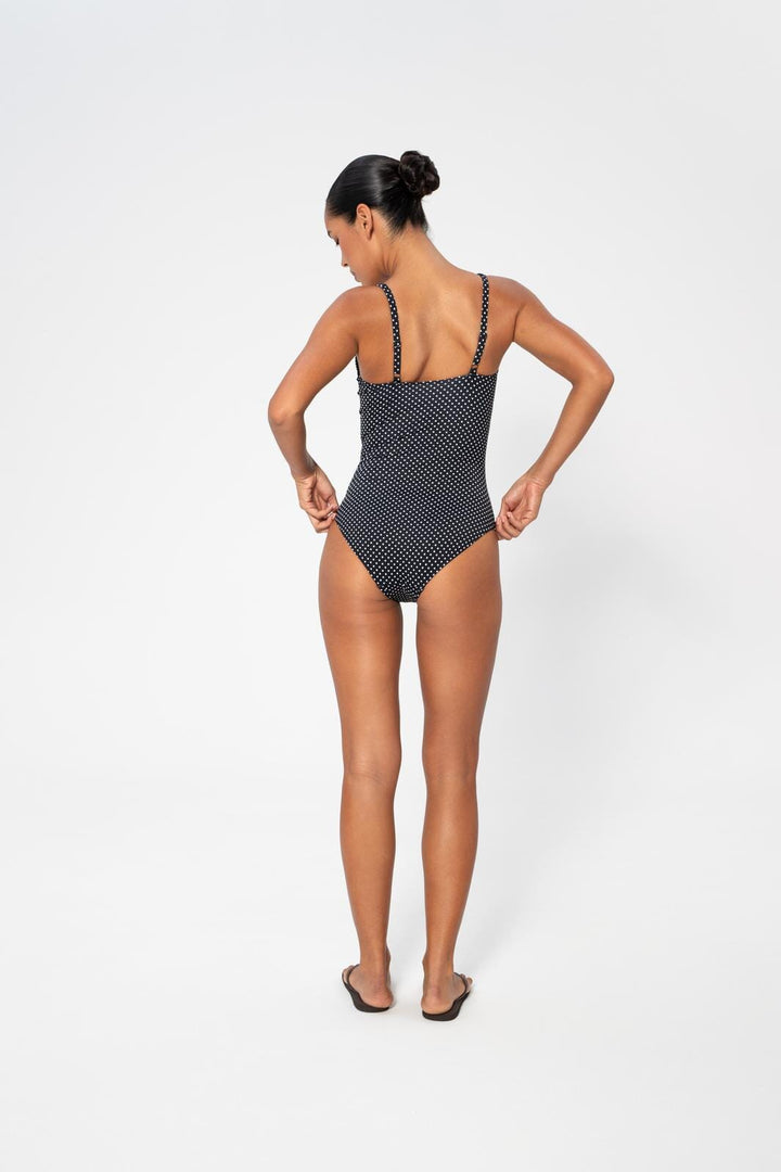 Panos Emporio - Potenza Solid Swimsuit Recycled Swimsuit Pews2136 - Black White-dots