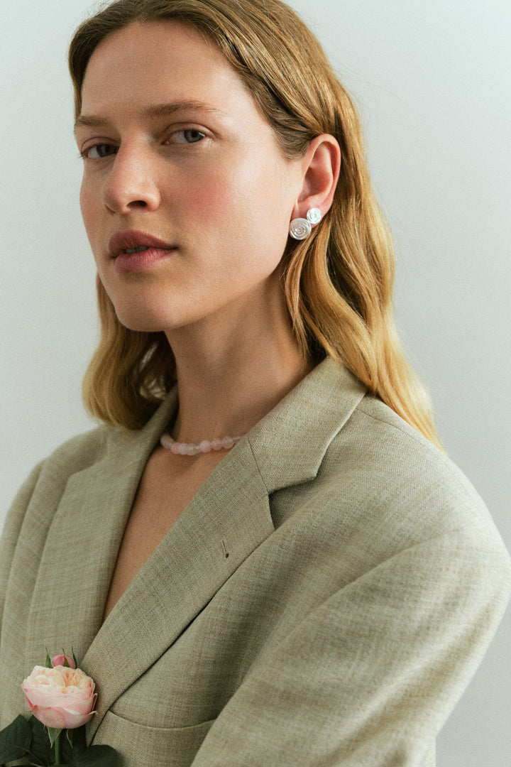 Pernille Corydon Jewellery - Large Rose Earsticks e-537-s - Recycled Sterling Silver Øreringe 