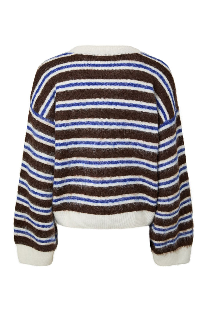 Pieces - Pcada Ls O-Neck Knit - 5140018 Chicory Coffee Cloud Dancer - Bluing