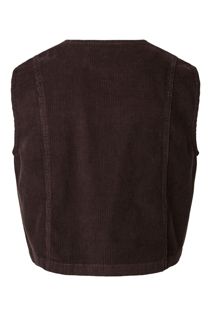 Pieces - Pcaia Slanted Tie Corduroy Vest - 5054976 Ganache