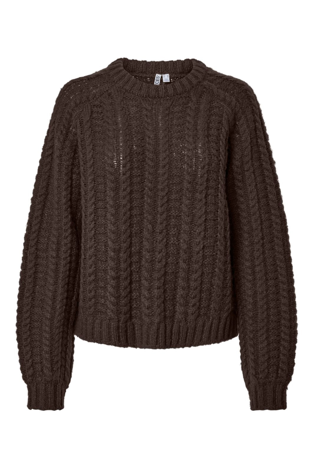 Pieces - Pcairy Ls O-Neck Knit - 5130574 Hot Fudge Cabel Structure