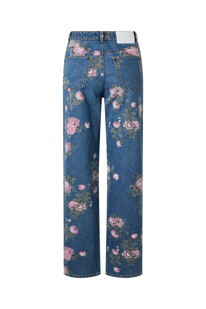 Pieces - Pcalice Straight Jeans - 5124586 Medium Blue Denim Floral Print