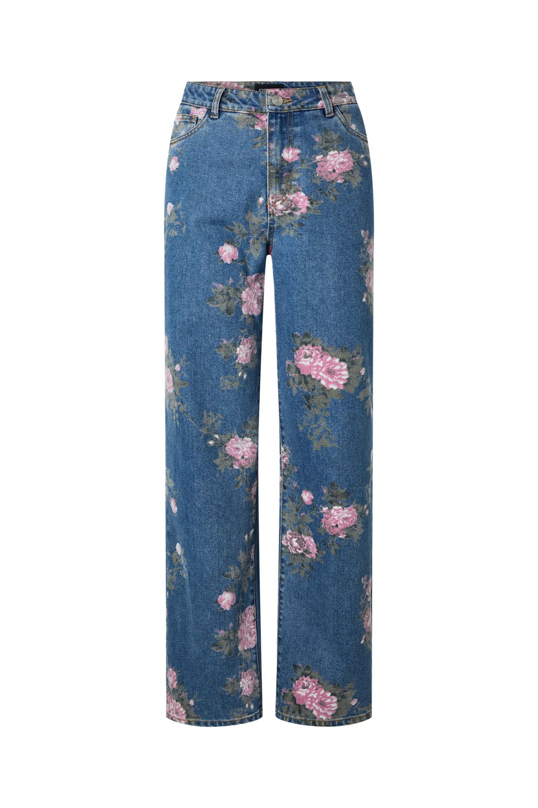 Pieces - Pcalice Straight Jeans - 5124586 Medium Blue Denim Floral Print