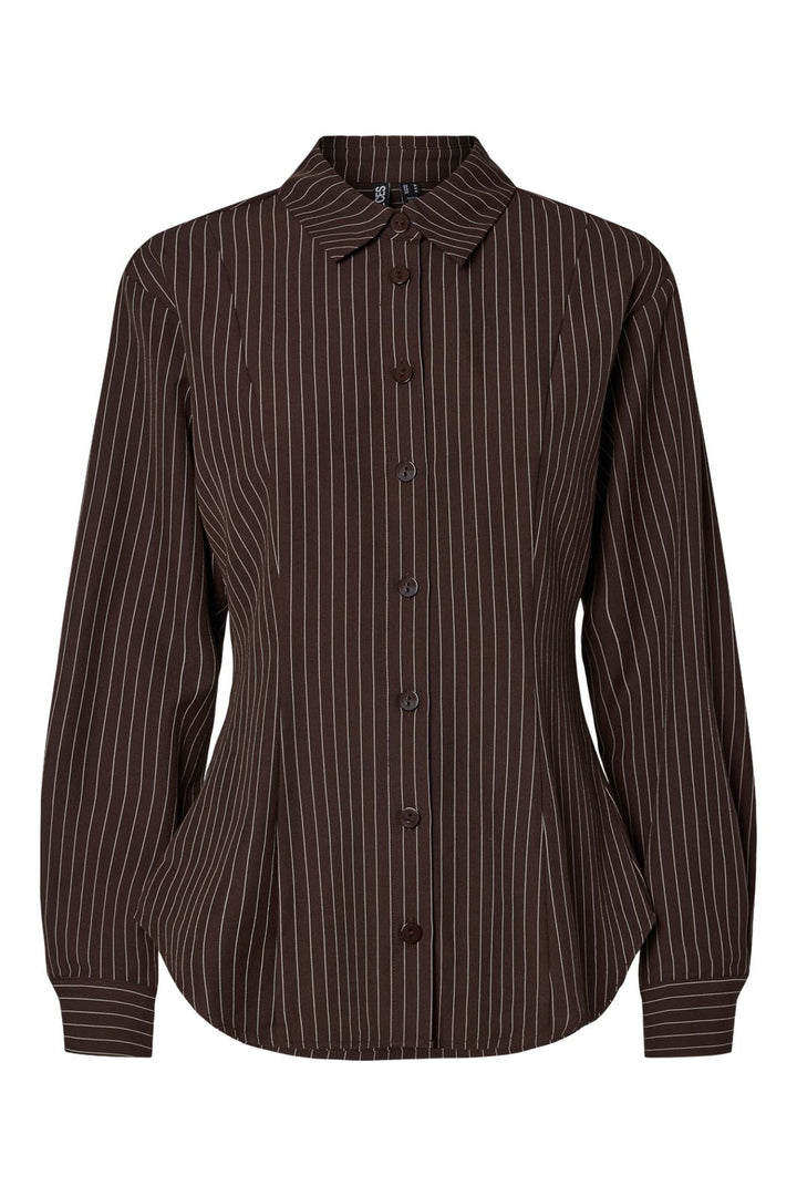 Pieces - Pcanja Ls Fitted Shirt - 5078695 Delicioso Pinstripe