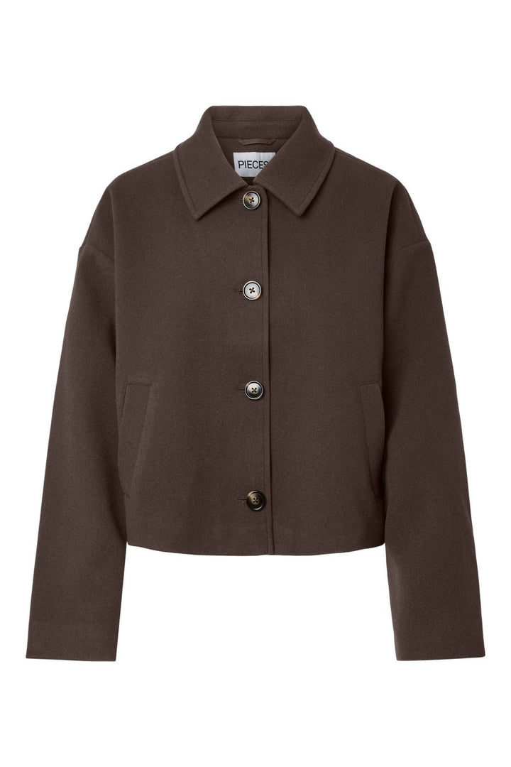 Pieces - Pcaya Short Coat - 5102307 Hot Fudge
