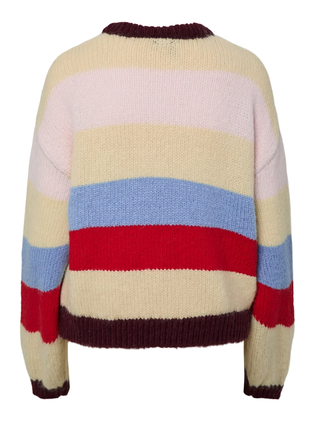 Pieces - Pcbikka Ls O-Neck Knit - 4949295 French Vanilla Multicolor Statements Strikbluser 