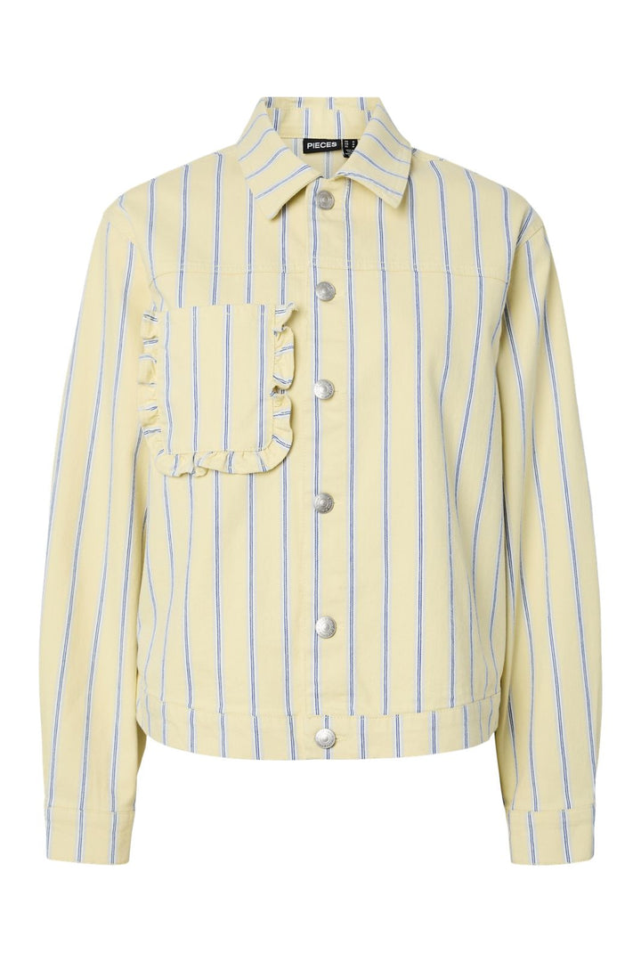 Pieces - Pcbillo Ls Denim Jacket - 4972494 French Vanilla Cloud Dancer&Beaucoup Blue&Oyster Mushrooms