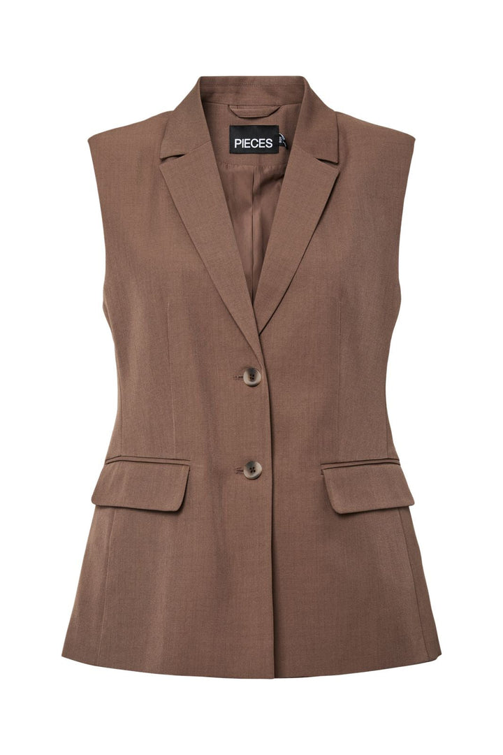 Pieces - Pcblossom Sl Blazer Vest - 4917044 Coffee Quartz