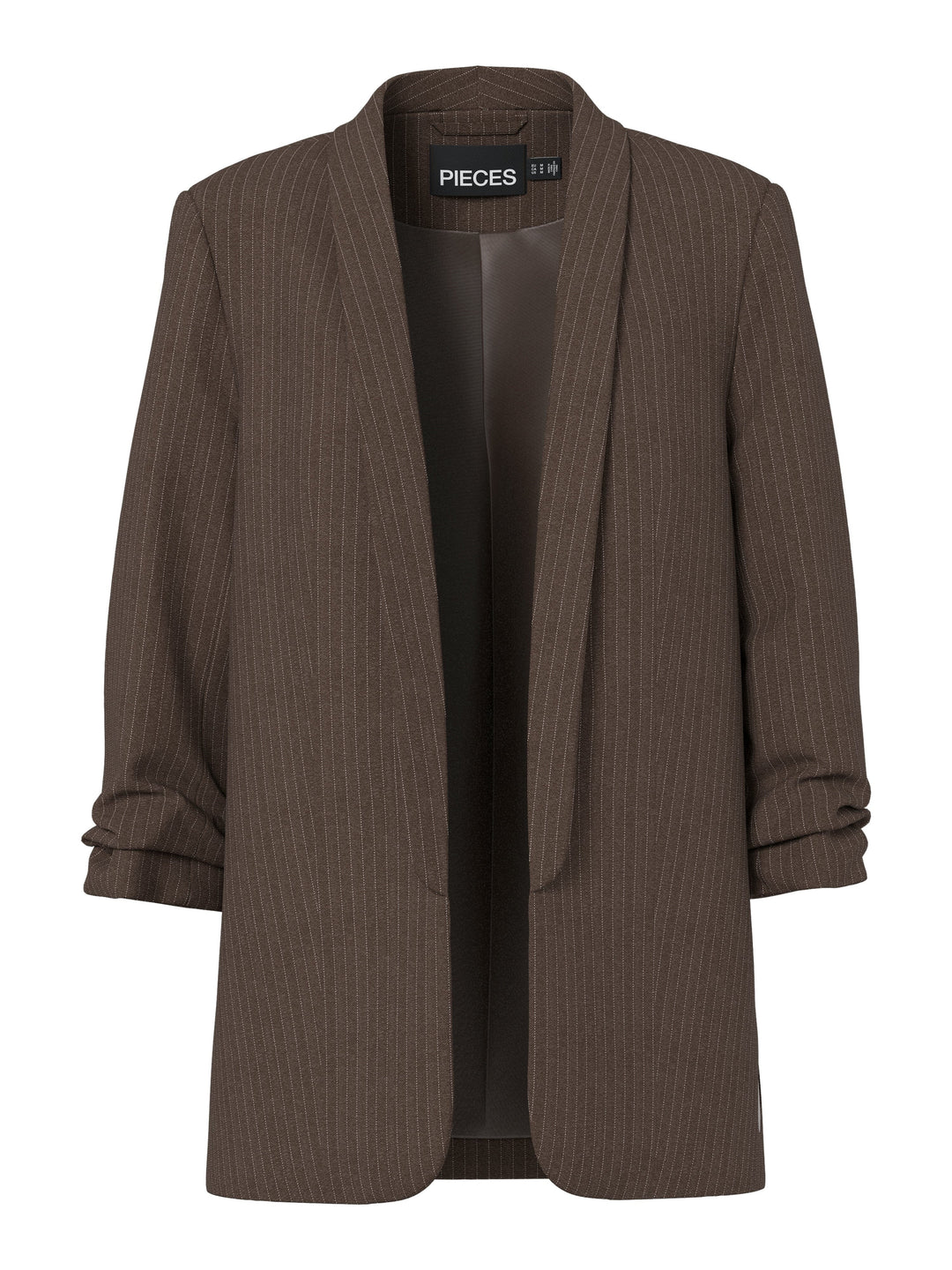 Pieces - Pcbosella 3/4 Pinstripe Blazer - 4864480 Hot Fudge Cloud Dancer Pinstripe
