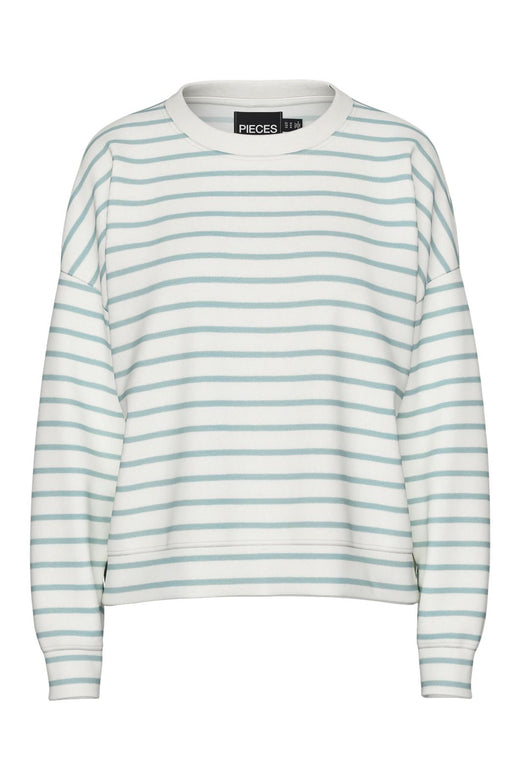 Pieces - Pcchilli Ls Sweat Stripes 17146886 - 4642155 - Cloud Dancer Cloud Blue