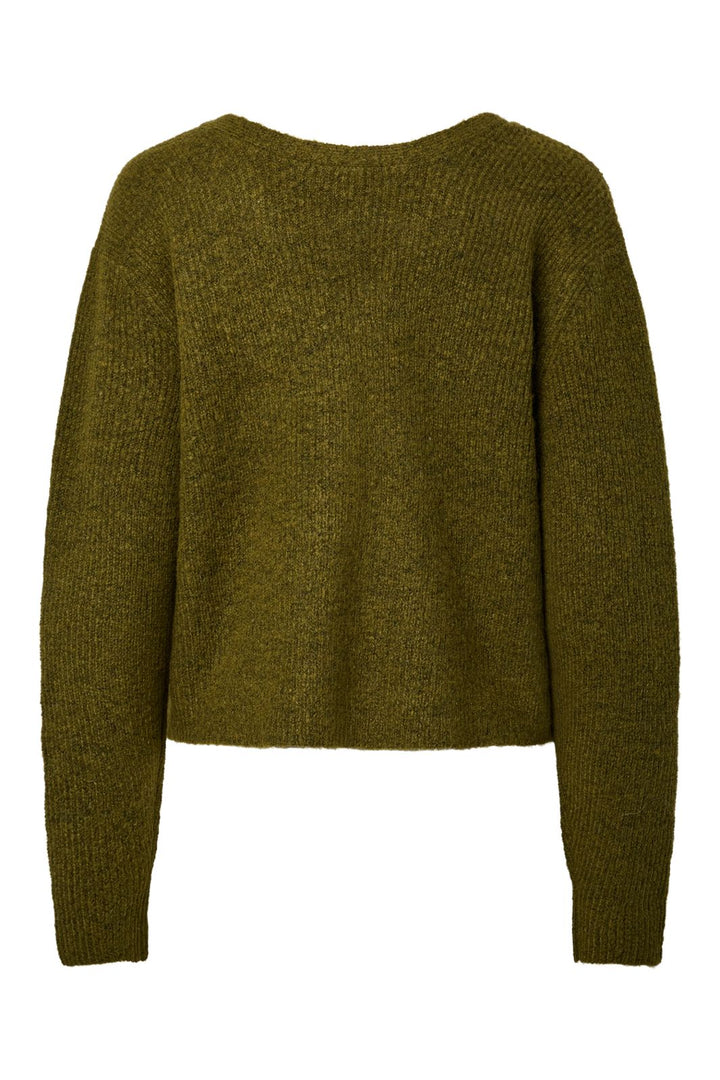 Pieces - Pcelli Ls Knit Cardigan Fc - 5068101 Avocado Tone In Tone Glitter Buttons