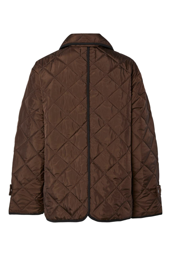 Pieces - Pcemily Short Quilted Jacket - 4816907 Hot Fudge Black Bindings