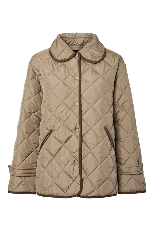 Pieces - Pcemily Short Quilted Jacket - 4911774 Greige Carafe Bindings