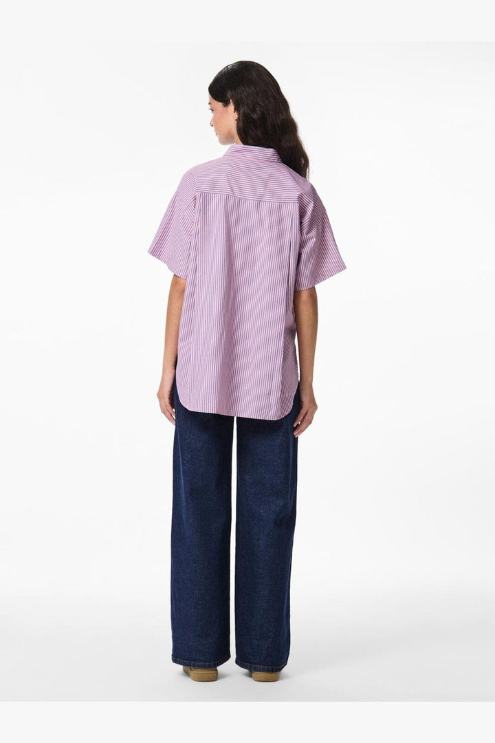 Pieces - Pcemmy Ss Loose Shirt - 4866441 Fuchsia Pink Blue