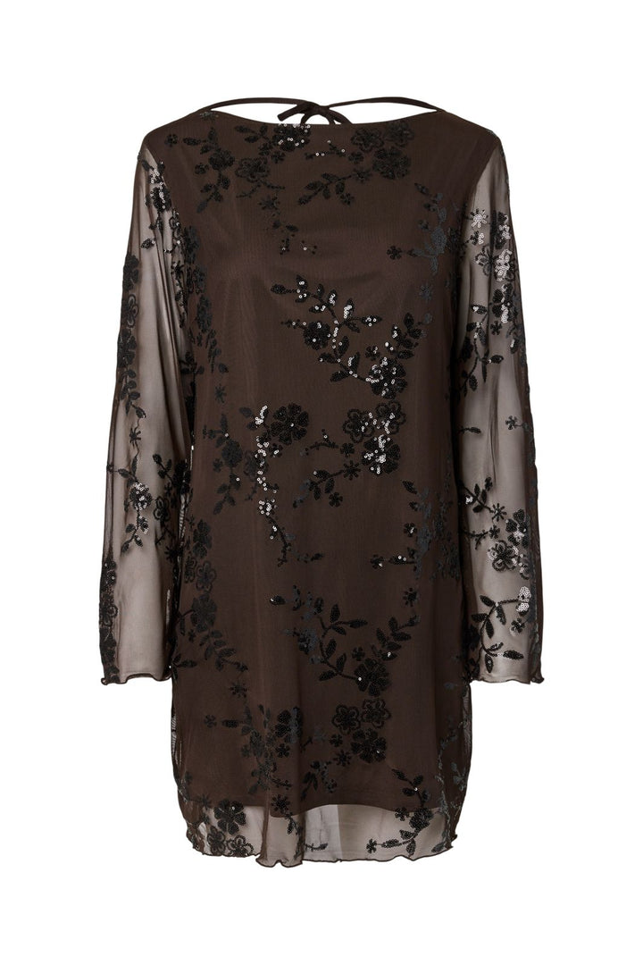 Pieces - Pcevita Ls Dress - 5116519 Wren Black Sequins