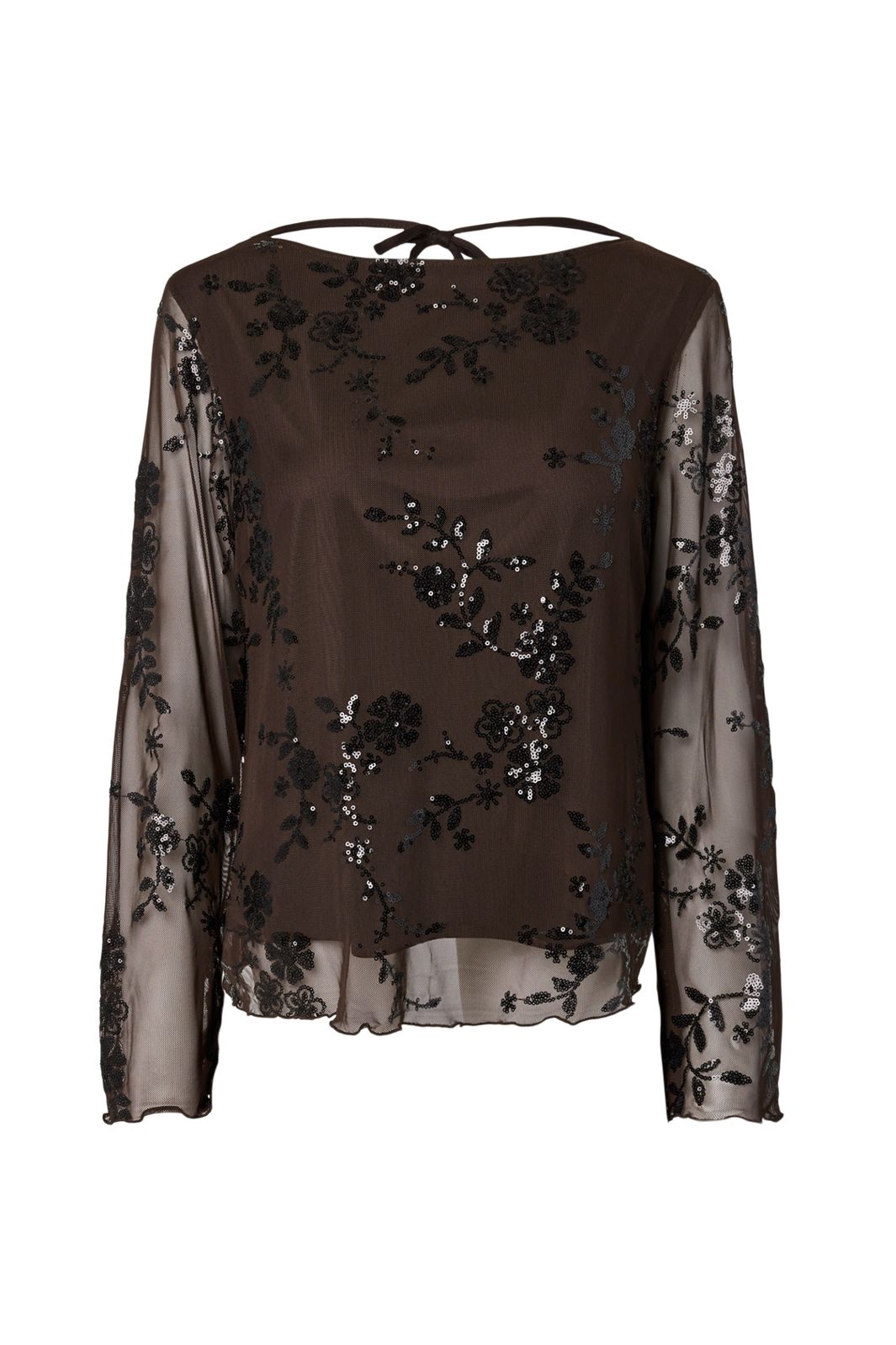 Pieces - Pcevita Ls Loose Top - 5178145 Wren Black Sequins