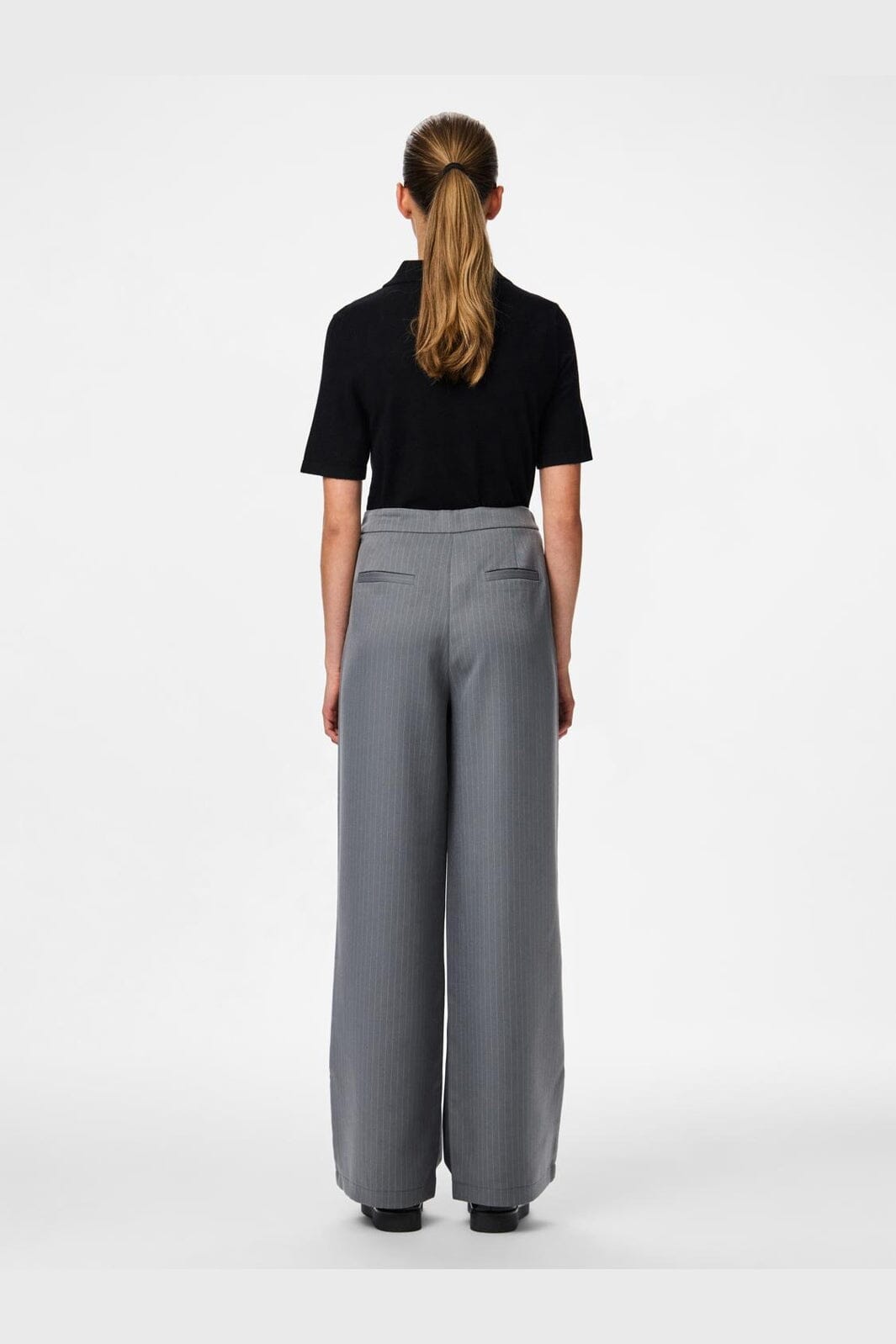 Pieces - Pcfalka Pinstriped Tie Pants - 4983919 Grey Pinstripe