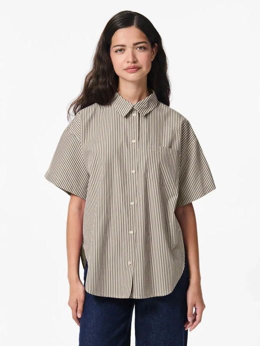 Pieces - Pcfemme Ss Loose Shirt - 4900771 Birch Delicioso Skjorter 