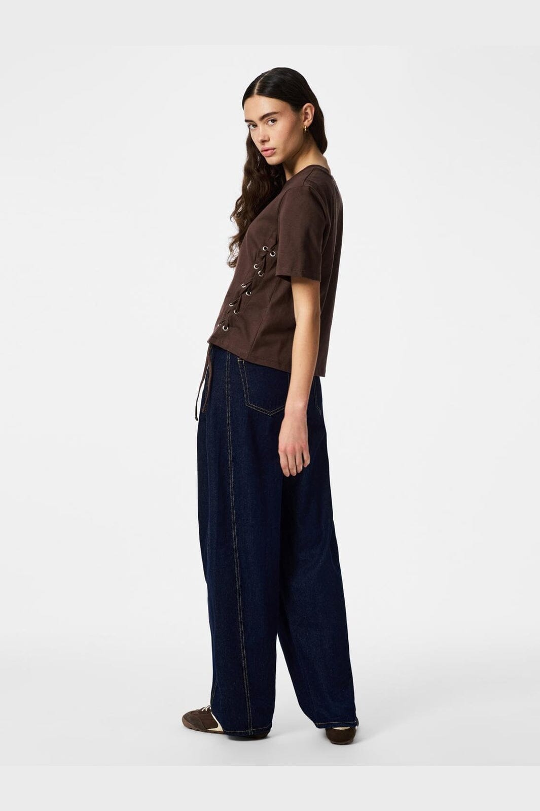 Pieces - Pcfenja Ss Tie Detail T-Shirt Jsr Pp - 5100338 Hot Fudge