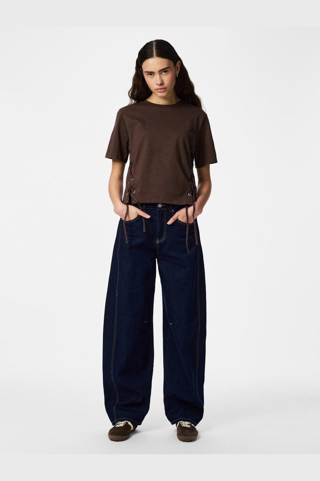 Pieces - Pcfenja Ss Tie Detail T-Shirt Jsr Pp - 5100338 Hot Fudge