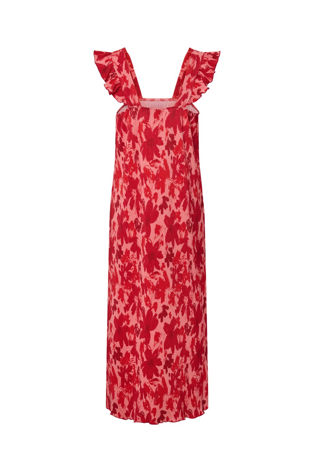 Pieces - Pcflora Strap Flounce Dress Msa - 4963679 Adrenaline Rush Red Tone Flowers