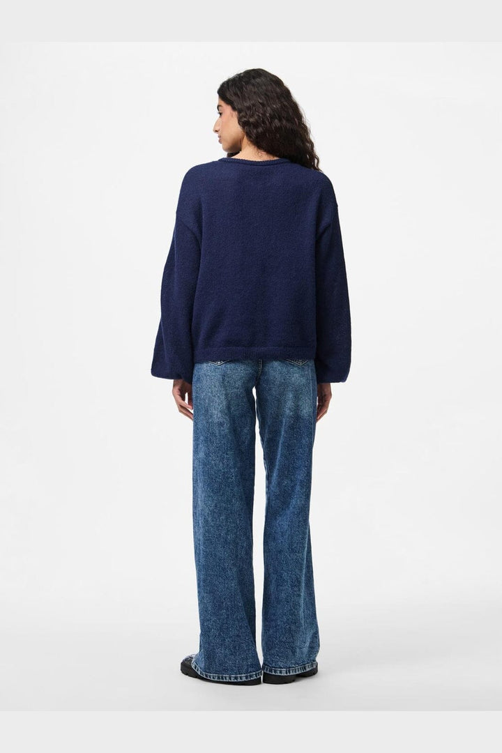 Pieces - Pcida Ls O-Neck Knit Cardigan - 4805038 Maritime Blue