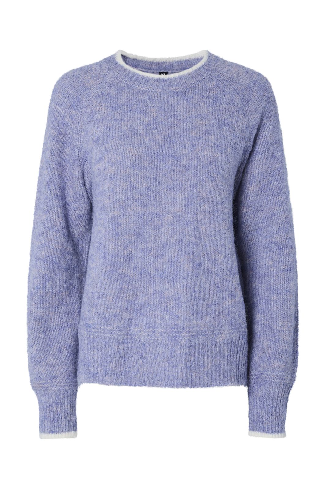 Pieces - Pcivy Ls O-Neck Contrast Knit - 4802856 Baby Lavender White Contrast