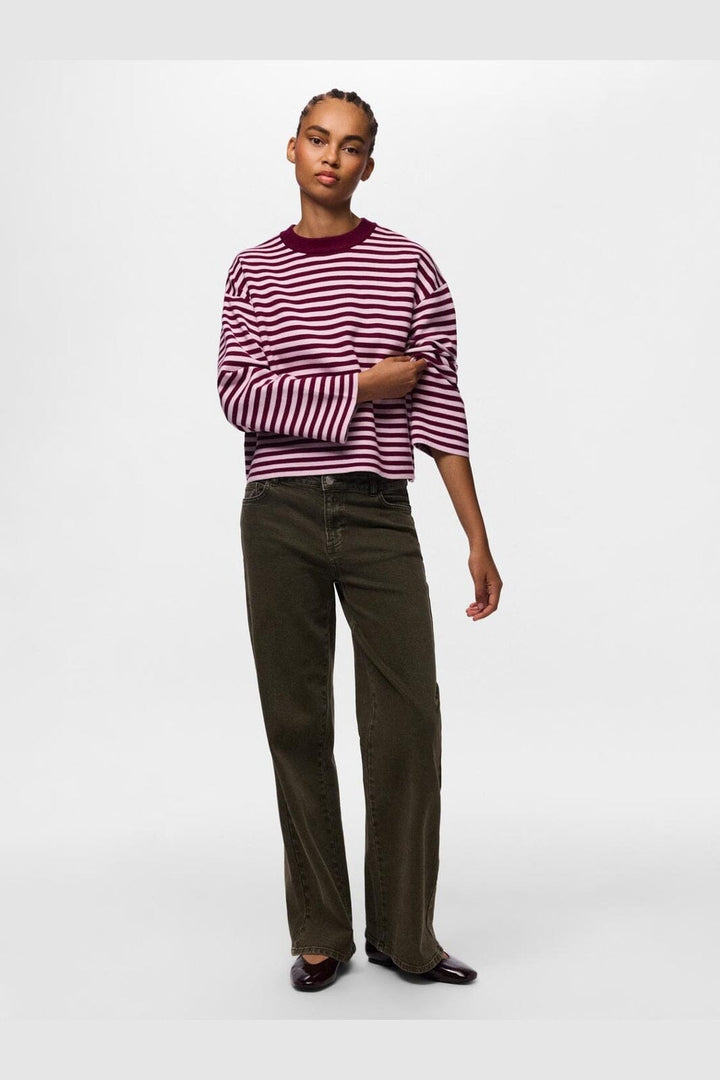 Pieces - Pcjassy Ls O-Neck Knit - 5190542 Raspberry Radiance Roseate Spoonbill