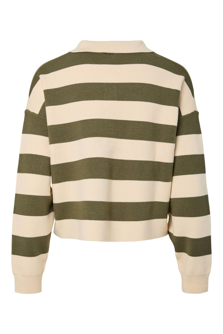 Pieces - Pcjassy Ls Short Polo Knit - 5040021 Sphagnum Birch