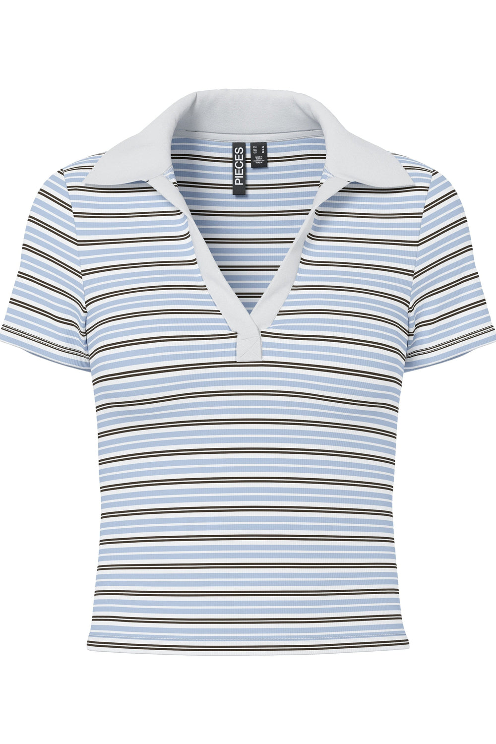 Pieces - Pcjayjay Ss V-Neck Polo Top Fsy - 4961817 Cashmere Blue Delicioso/White Skjorter 