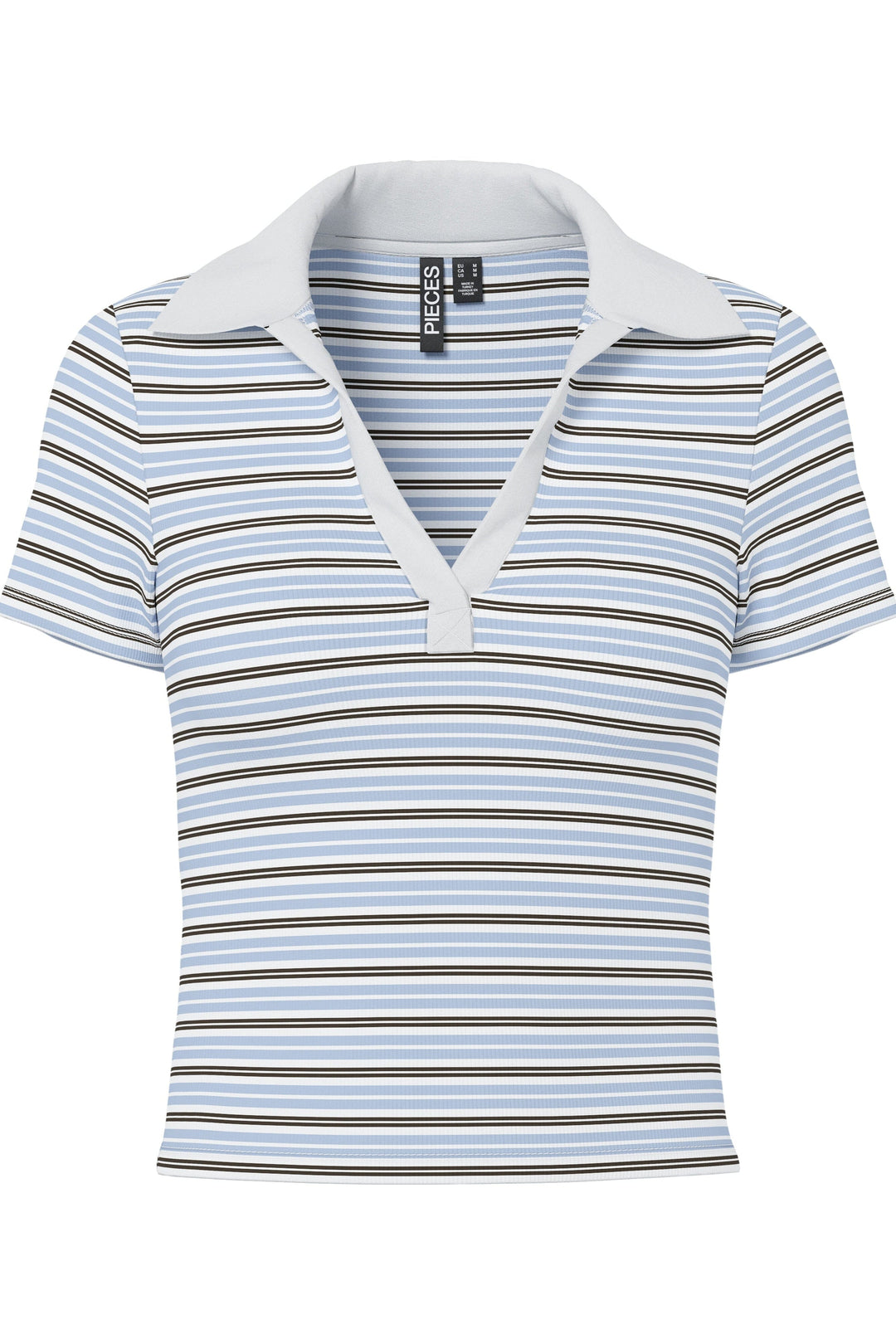Pieces - Pcjayjay Ss V-Neck Polo Top Fsy - 4961817 Cashmere Blue Delicioso/White Skjorter 
