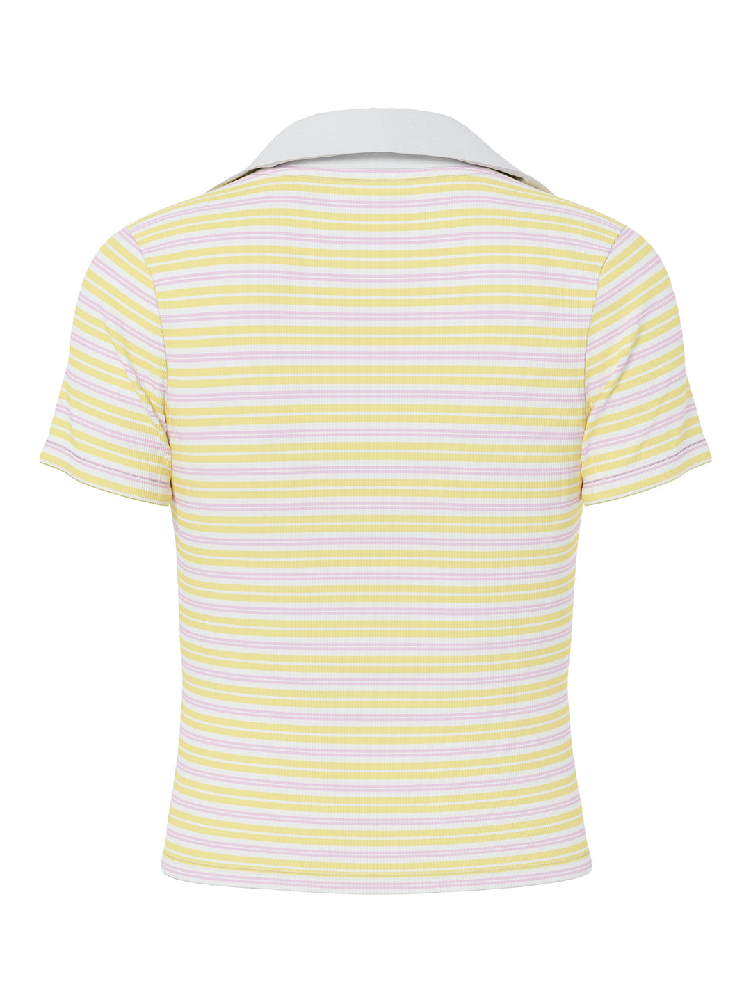 Pieces - Pcjayjay Ss V-Neck Polo Top Fsy - 4961818 Pale Banana Pink Tulle/White Skjorter 