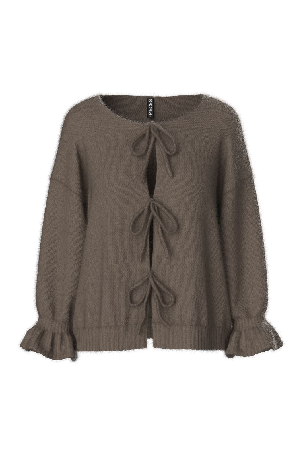 Pieces - Pcjimma Ls O-Neck Tie Knit Cardigan - 4870473 Morel