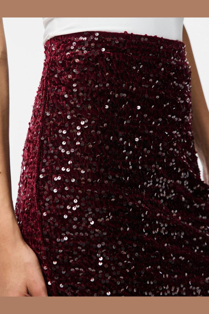 Pieces - Pckam New Short Skirt - 4859161 Tawny Port Tawney Port Sequins
