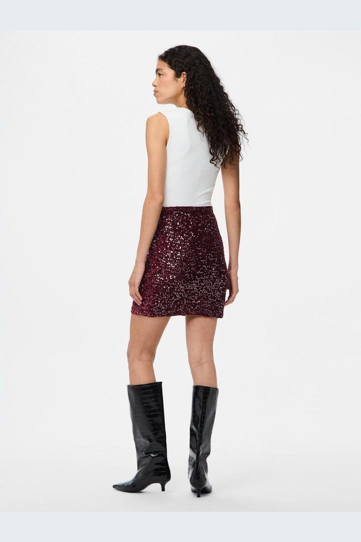 Pieces - Pckam New Short Skirt - 4859161 Tawny Port Tawney Port Sequins