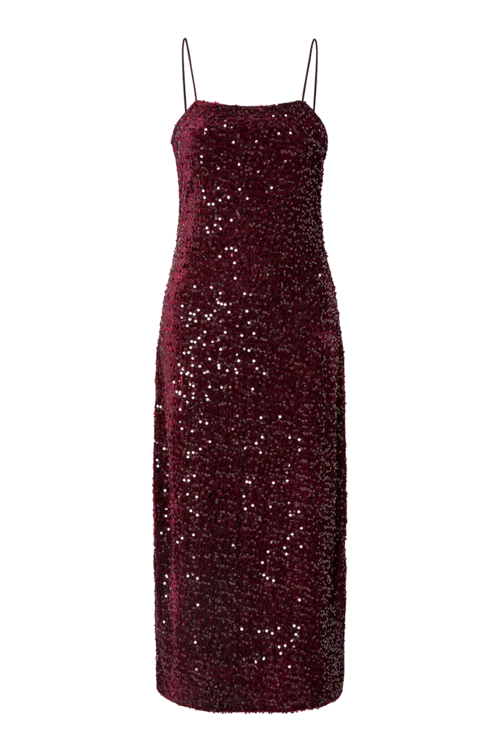 Pieces - Pckam Sl Ankle Slip Dress - 4883179 Tawny Port Tawney Port Sequins Kjoler 