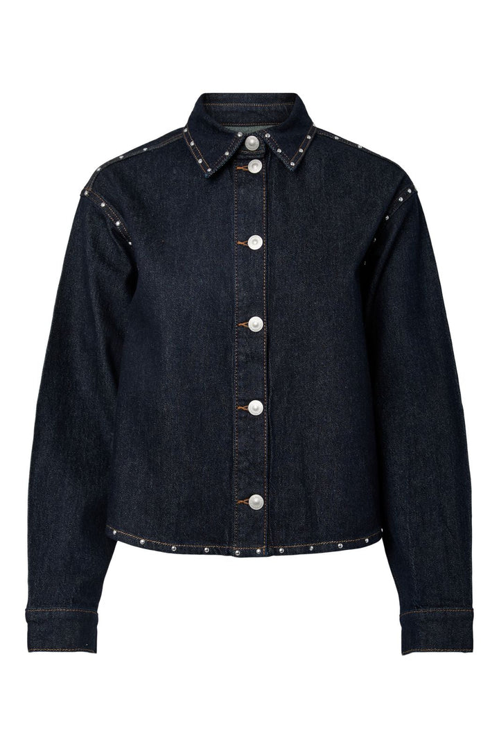 Pieces - Pckarla Ls Denim Shirt Fsy Pp - 5036289 Dark Blue Denim Rinse