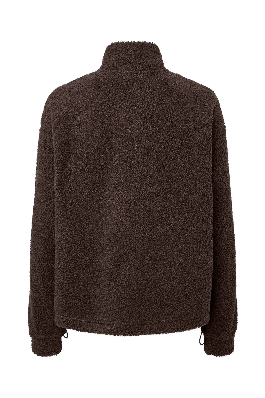 Pieces - Pckatty Teddy High Neck Half Zip Jacket - 5171677 Hot Fudge Without Patch