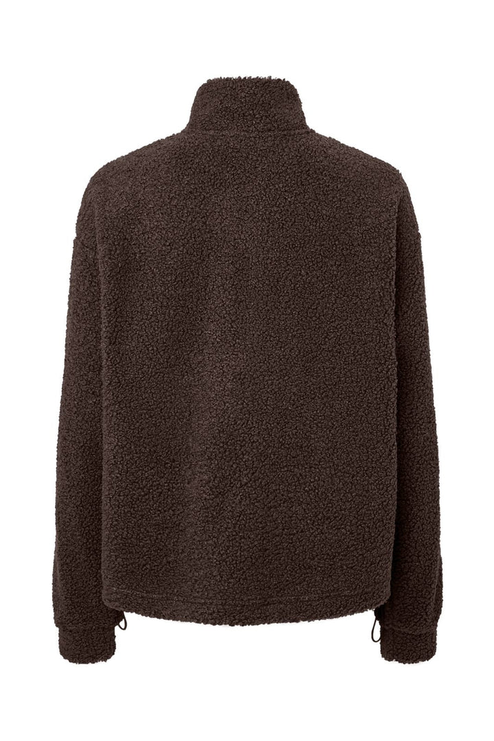 Pieces - Pckatty Teddy High Neck Half Zip Jacket - 5171677 Hot Fudge Without Patch