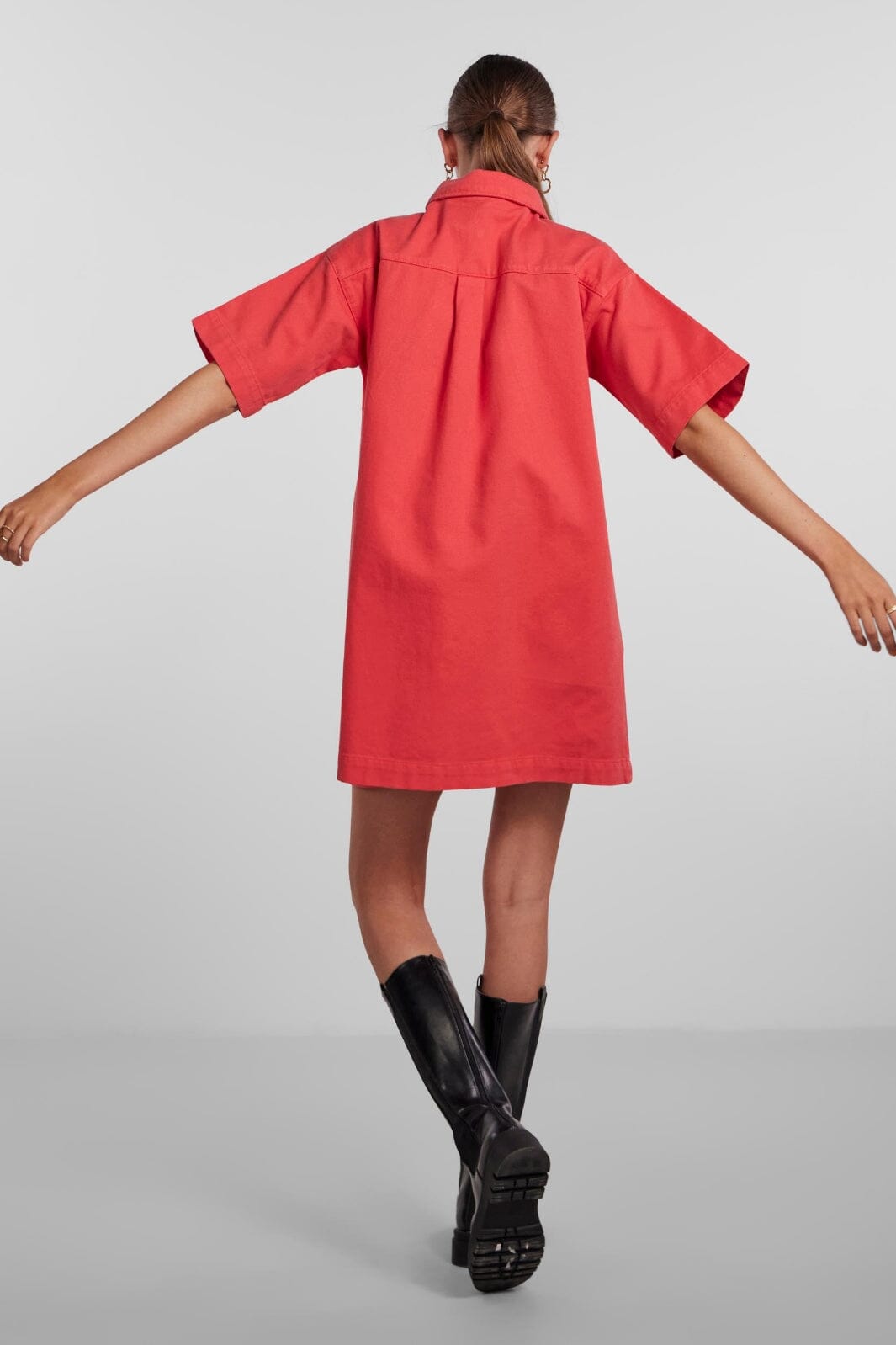 Pieces - Pckevin A-Shape Ss Dress - Hot Coral Kjoler 