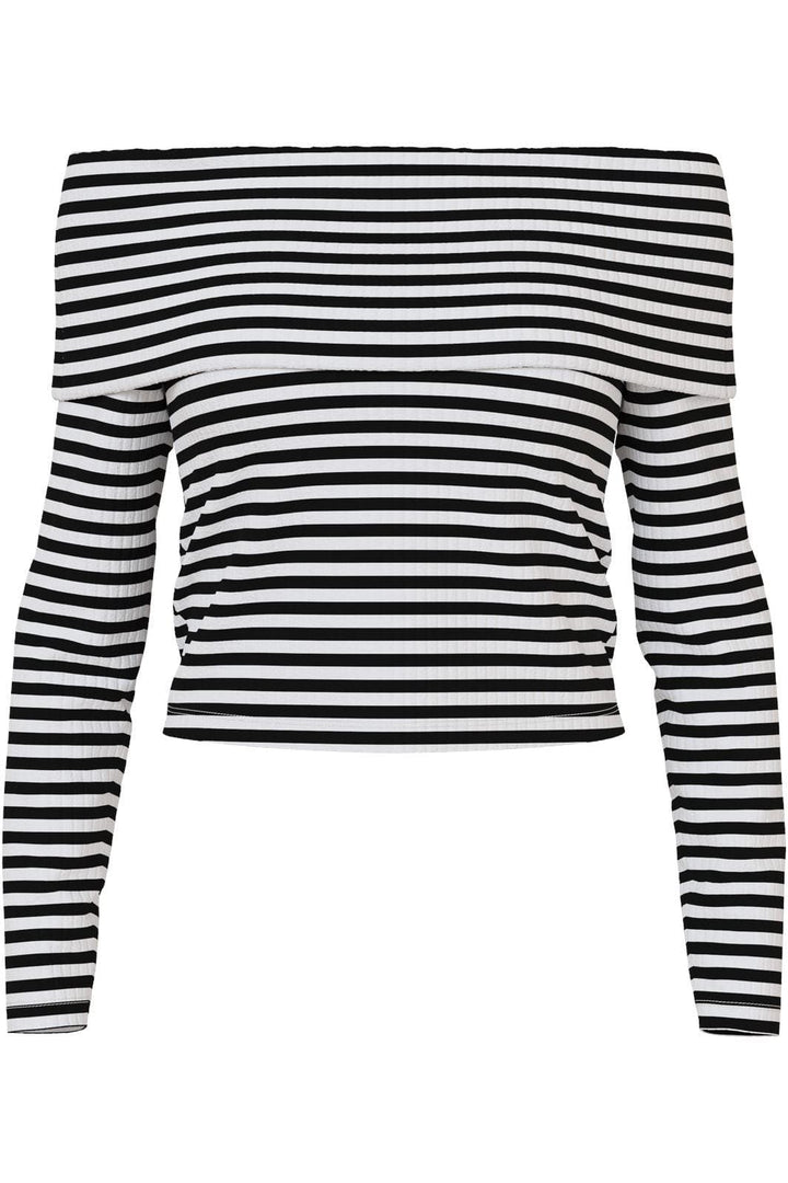 Pieces - Pclaya Ls Off Shoulder Top - 4695111 Bright White Black