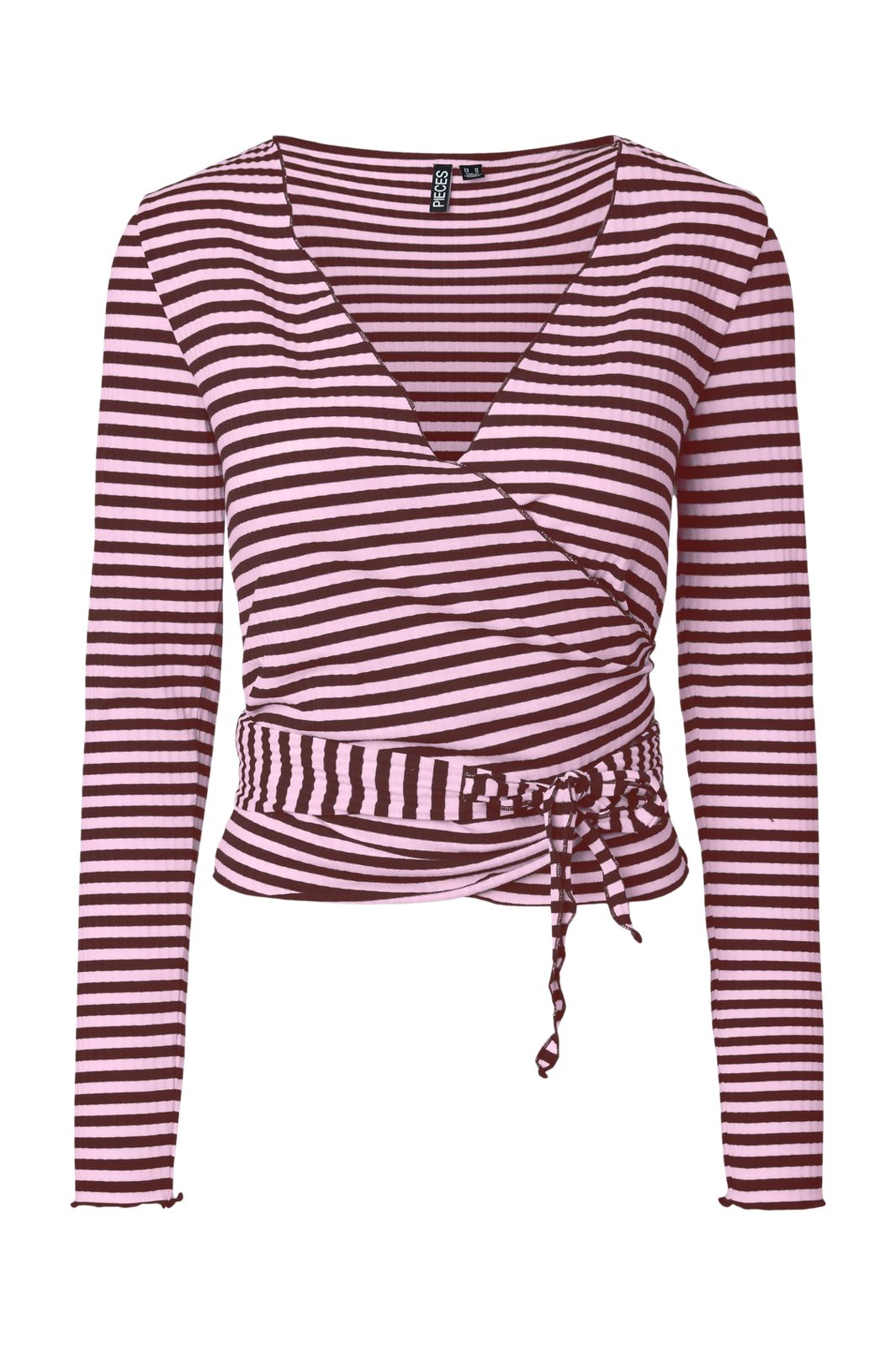 Pieces - Pclaya Ls Wrap Top - 5196899 Tawny Port Pink Tulle