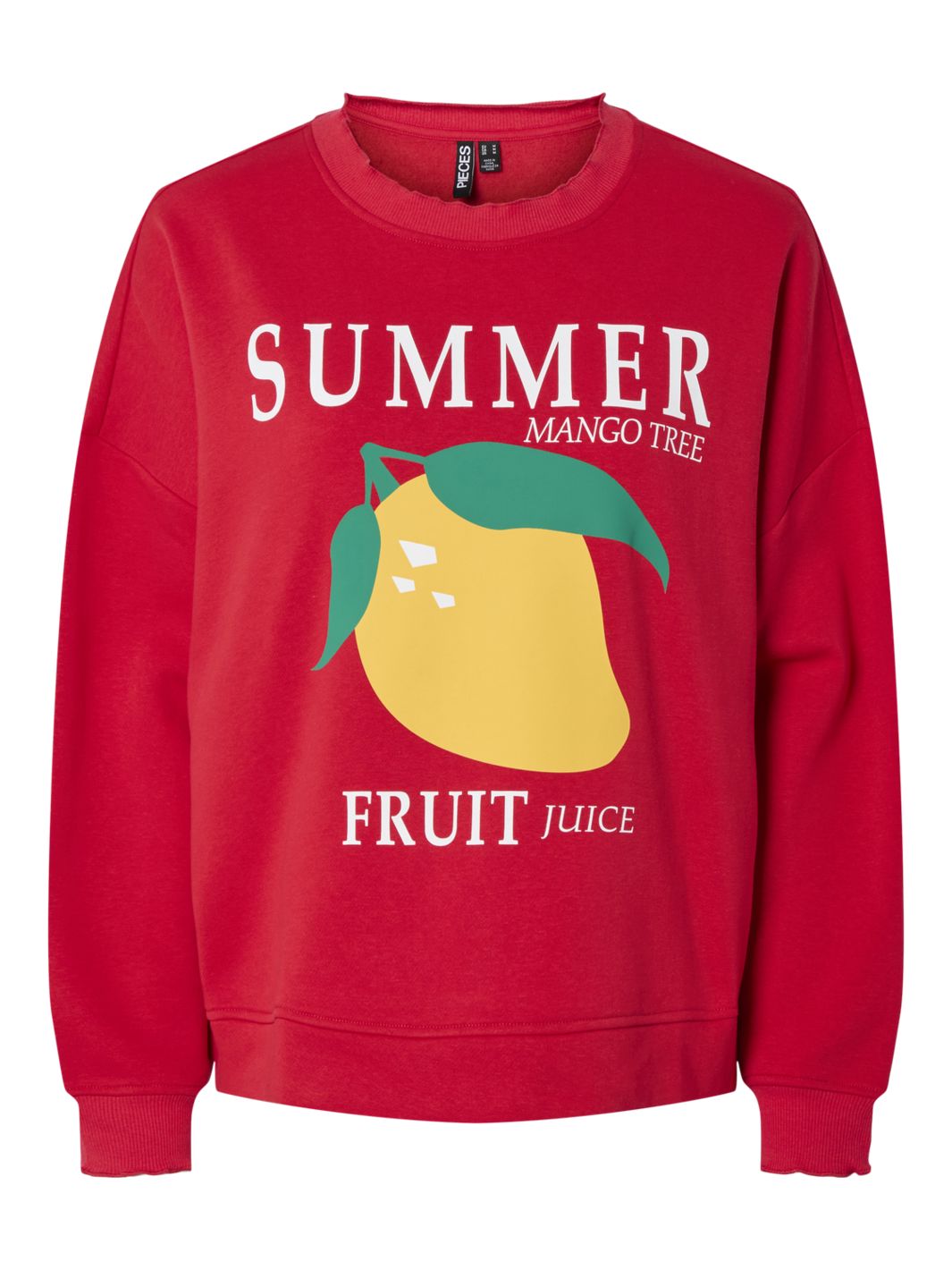 Pieces - Pcmaliah Ls Print Sweat - 4829581 True Red Mango