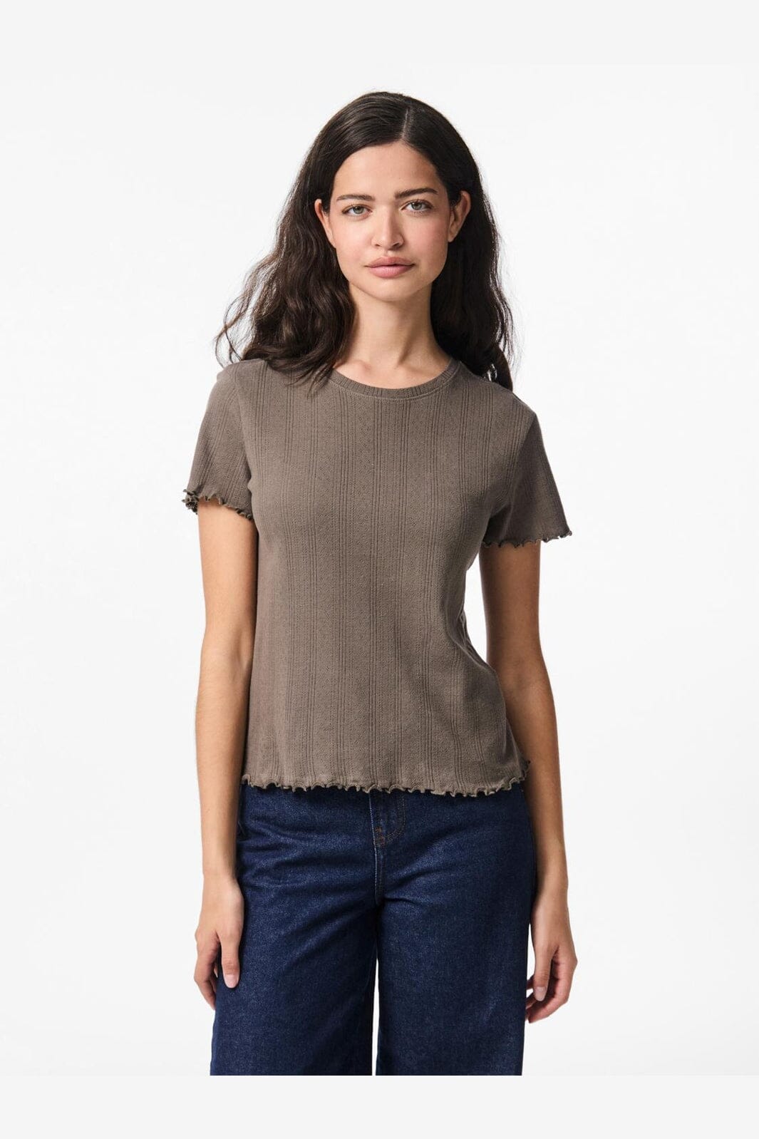 Pieces - Pcmarie Ss O-Neck Poin Top - 4803618 Morel