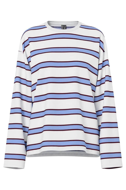 Pieces - Pcmila Ls Loose Tee - 4902154 Hydrangea Winetasting/Cloud Dancer T-shirts 