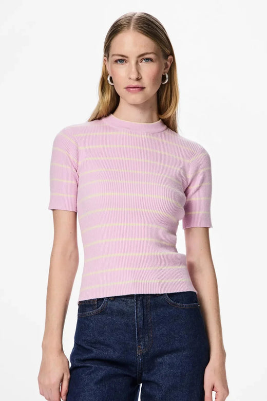 Pieces - Pcmira Ss O-Neck Knit - 4899830 Winsome Orchid Birch Narrow T-shirts 