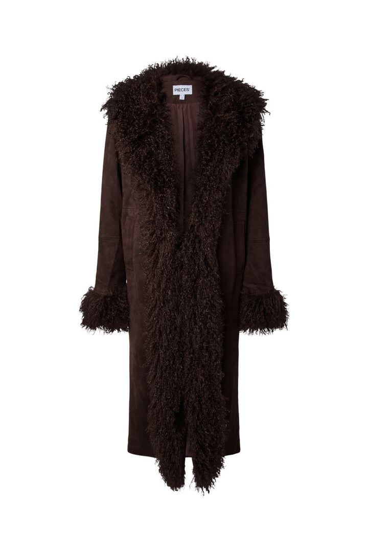Pieces - Pcnanna Brushed Long Jacket - 5166580 Hot Fudge