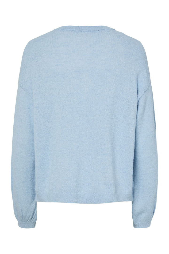 Pieces - Pcnaomi Ls O-Neck Knit Cardigan - 4897829 Cashmere Blue Melange